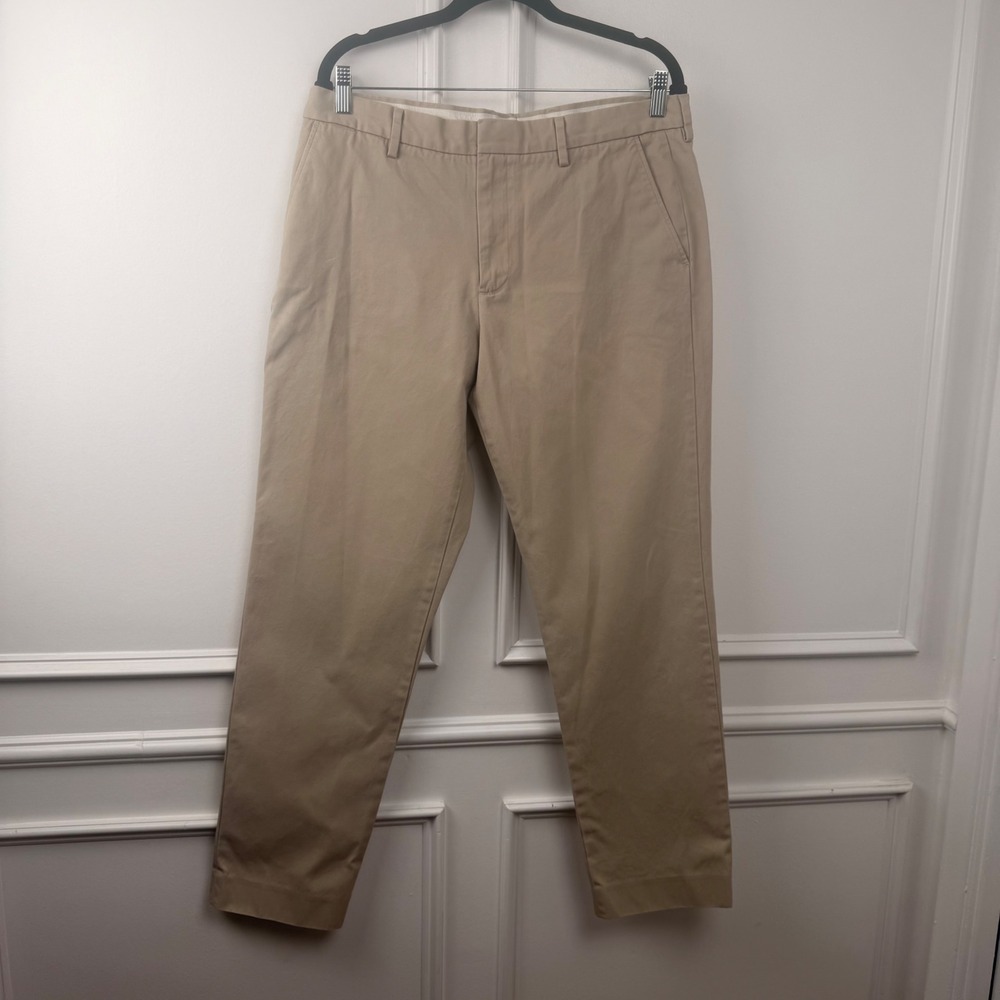 J.Crew Bowery Slim Cotton Dress Pants‎ Khaki Tan Mens 34x32 Chinos RN77388